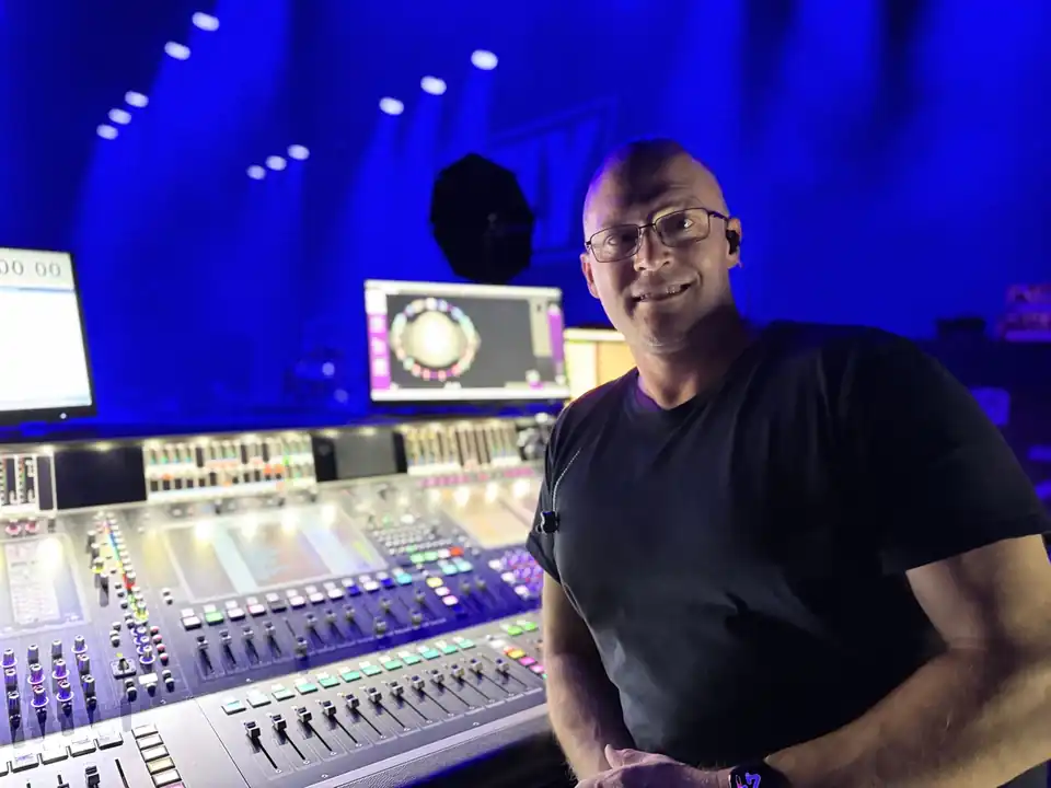 Mike Osman at a live sound console